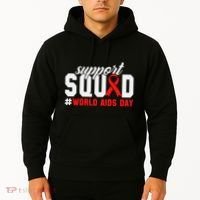 Hiv Awareness Month Support Hiv Red Ribbon Aids Awareness Long Sleeve Hoodie thumb 2