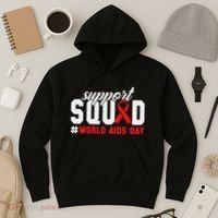 Hiv Awareness Month Support Hiv Red Ribbon Aids Awareness Long Sleeve Hoodie thumb 3