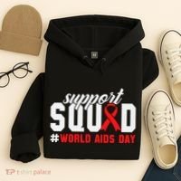 Hiv Awareness Month Support Hiv Red Ribbon Aids Awareness Long Sleeve Hoodie thumb 4