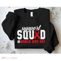 Hiv Awareness Month Support Hiv Red Ribbon Aids Awareness Long Sleeve Sweatshirt thumb 2