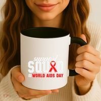 Hiv Awareness Month Support Hiv Red Ribbon Aids Awareness Long Sleeve Coffee Mug thumb 3