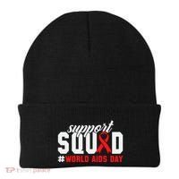 Hiv Awareness Month Support Hiv Red Ribbon Aids Awareness Long Sleeve Beanie thumb 0