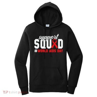 Hiv Awareness Month Support Hiv Red Ribbon Aids Awareness Long Sleeve Women's Hoodie