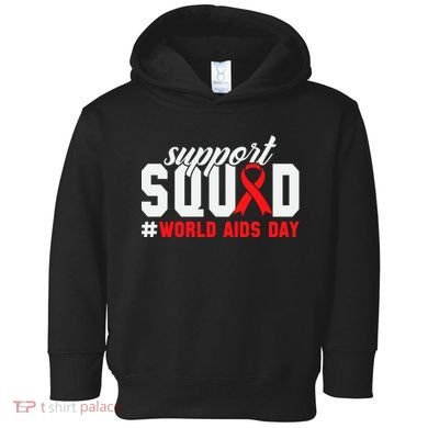 Hiv Awareness Month Support Hiv Red Ribbon Aids Awareness Long Sleeve Toddler Hoodie