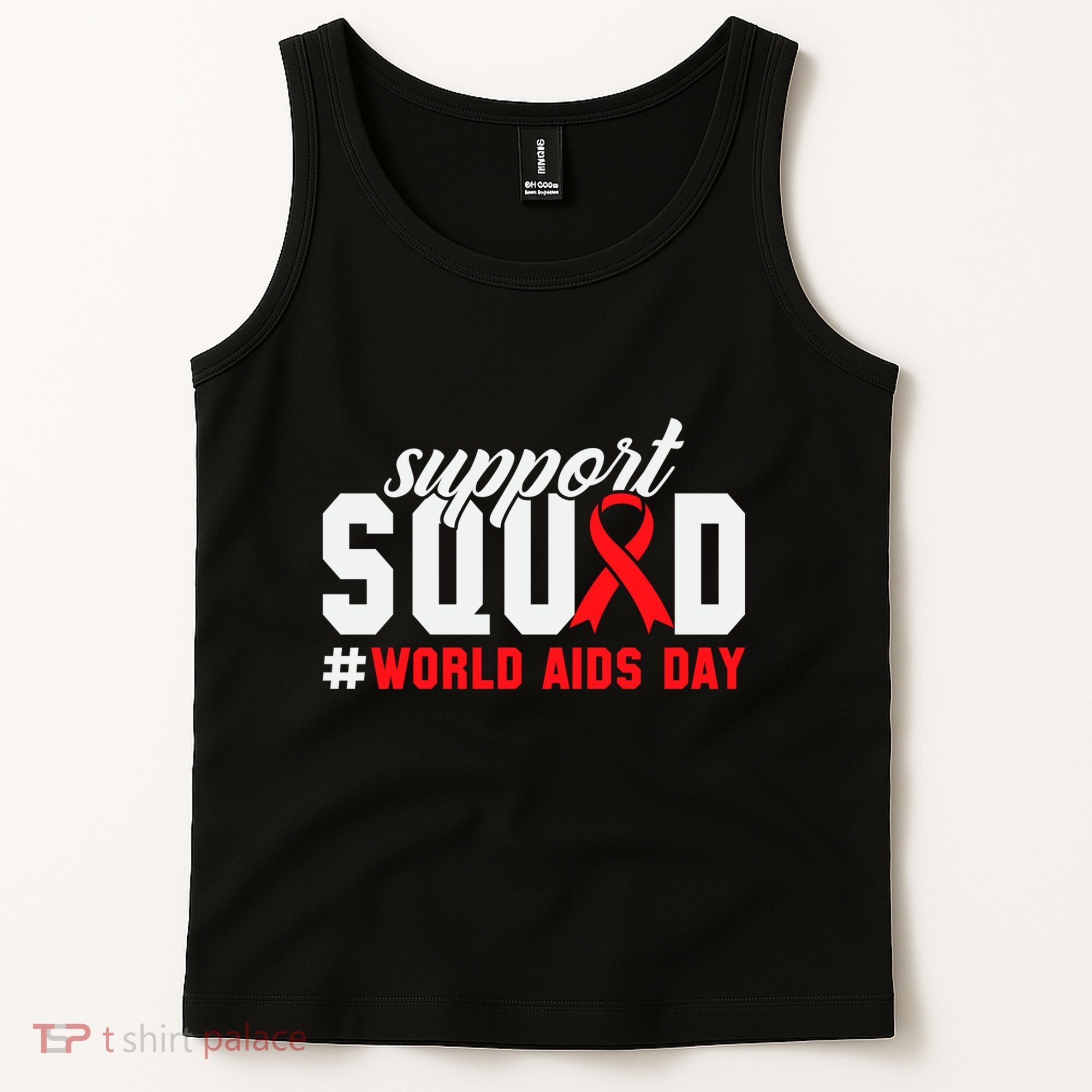 Hiv Awareness Month Support Hiv Red Ribbon Aids Awareness Long Sleeve Tank Top