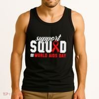 Hiv Awareness Month Support Hiv Red Ribbon Aids Awareness Long Sleeve Tank Top thumb 3