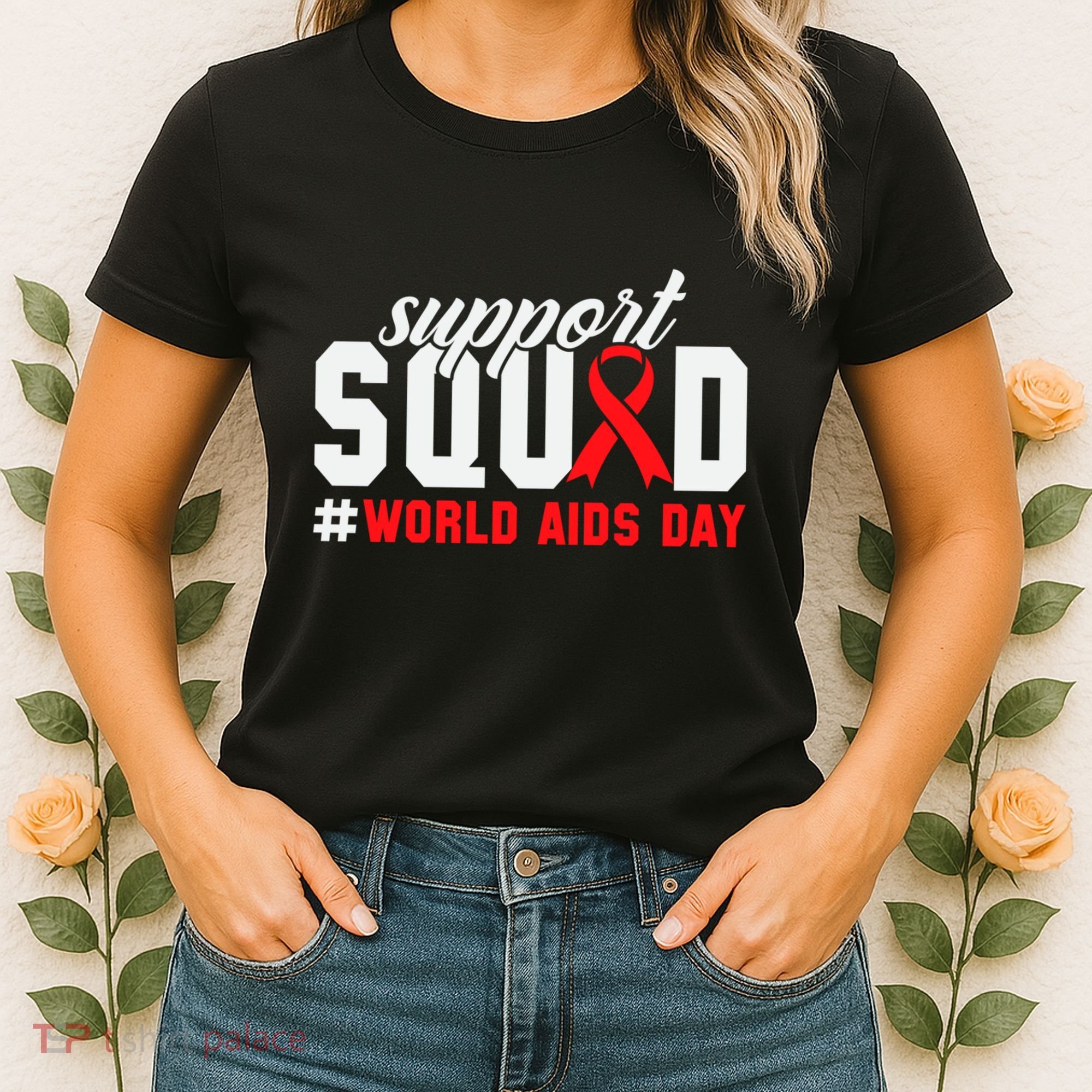 Hiv Awareness Month Support Hiv Red Ribbon Aids Awareness Long Sleeve Women's T-Shirt