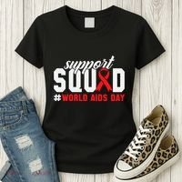 Hiv Awareness Month Support Hiv Red Ribbon Aids Awareness Long Sleeve Women's T-Shirt thumb 3