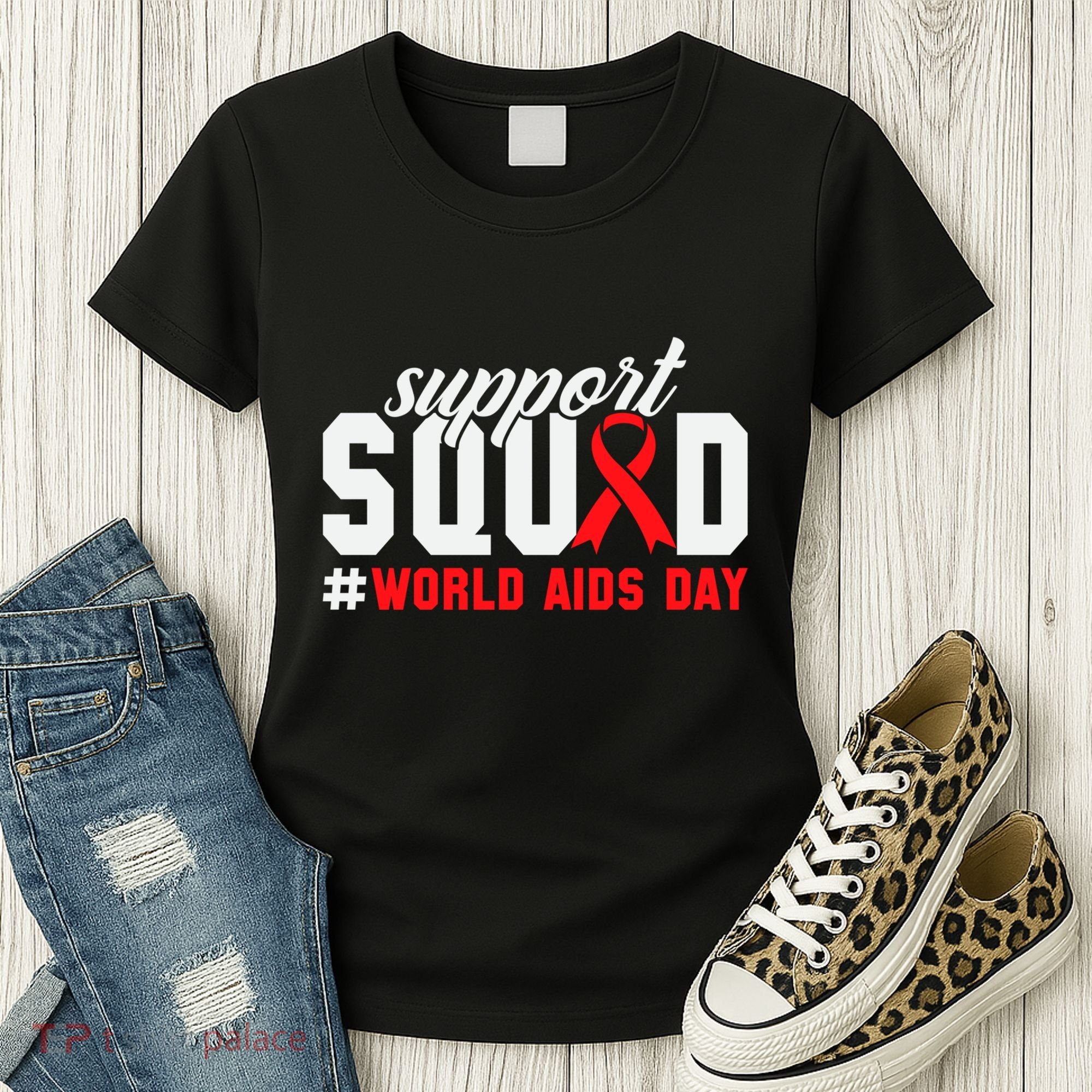 Hiv Awareness Month Support Hiv Red Ribbon Aids Awareness Long Sleeve Women's T-Shirt
