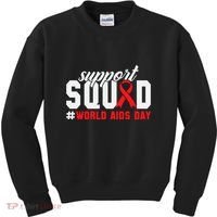 Hiv Awareness Month Support Hiv Red Ribbon Aids Awareness Long Sleeve Kids Sweatshirt thumb 0