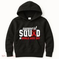 Hiv Awareness Month Support Hiv Red Ribbon Aids Awareness Long Sleeve Kids Hoodie thumb 0