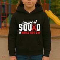 Hiv Awareness Month Support Hiv Red Ribbon Aids Awareness Long Sleeve Kids Hoodie thumb 3