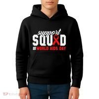 Hiv Awareness Month Support Hiv Red Ribbon Aids Awareness Long Sleeve Kids Hoodie thumb 4