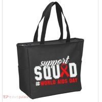 Hiv Awareness Month Support Hiv Red Ribbon Aids Awareness Long Sleeve Tote Bag thumb 2