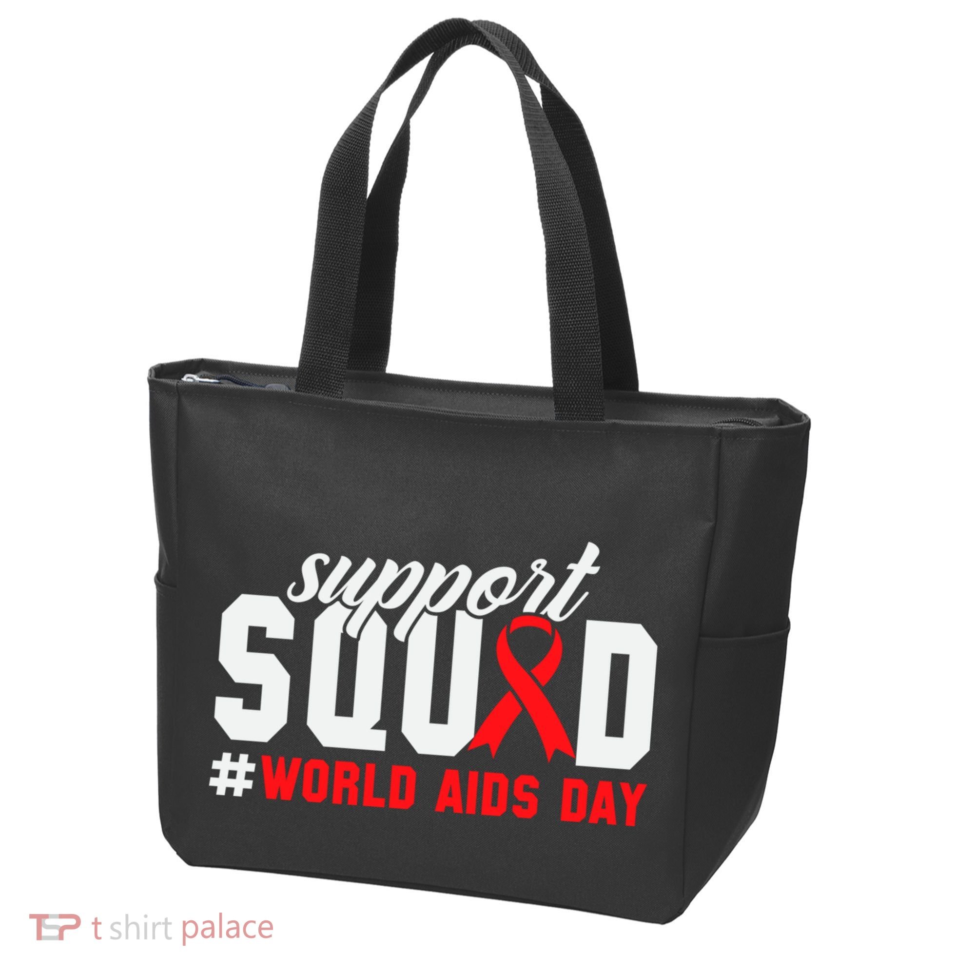 Hiv Awareness Month Support Hiv Red Ribbon Aids Awareness Long Sleeve Tote Bag