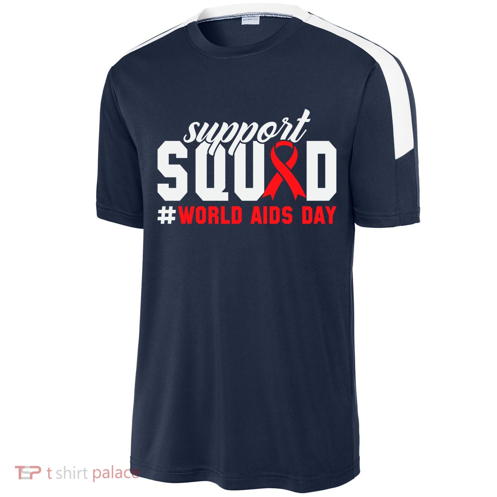 Hiv Awareness Month Support Hiv Red Ribbon Aids Awareness Long Sleeve Sport-Tek Competitor United Soccer Jersey