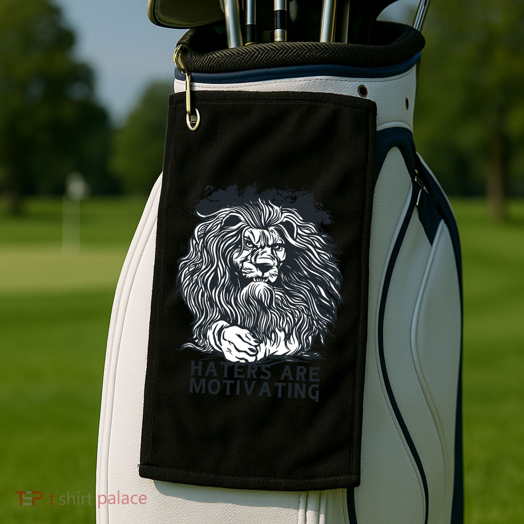 Haters Are Motivating Lion Quote Golf Towel