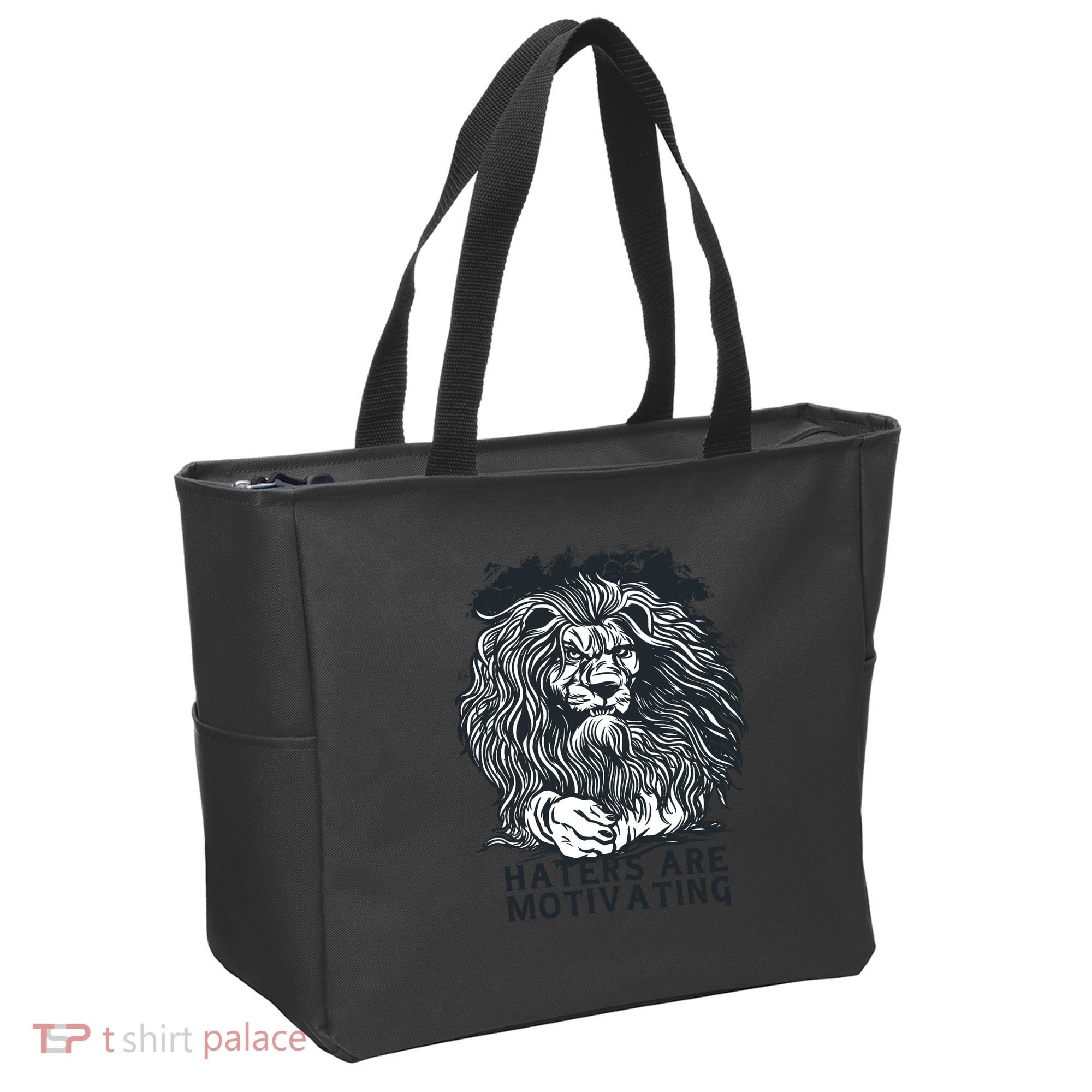Haters Are Motivating Lion Quote Tote Bag