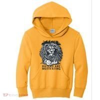 Haters Are Motivating Lion Quote Kids Hoodie thumb 0