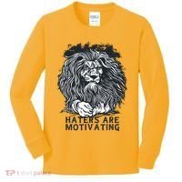 Haters Are Motivating Lion Quote Kids Long Sleeve Shirt thumb 0