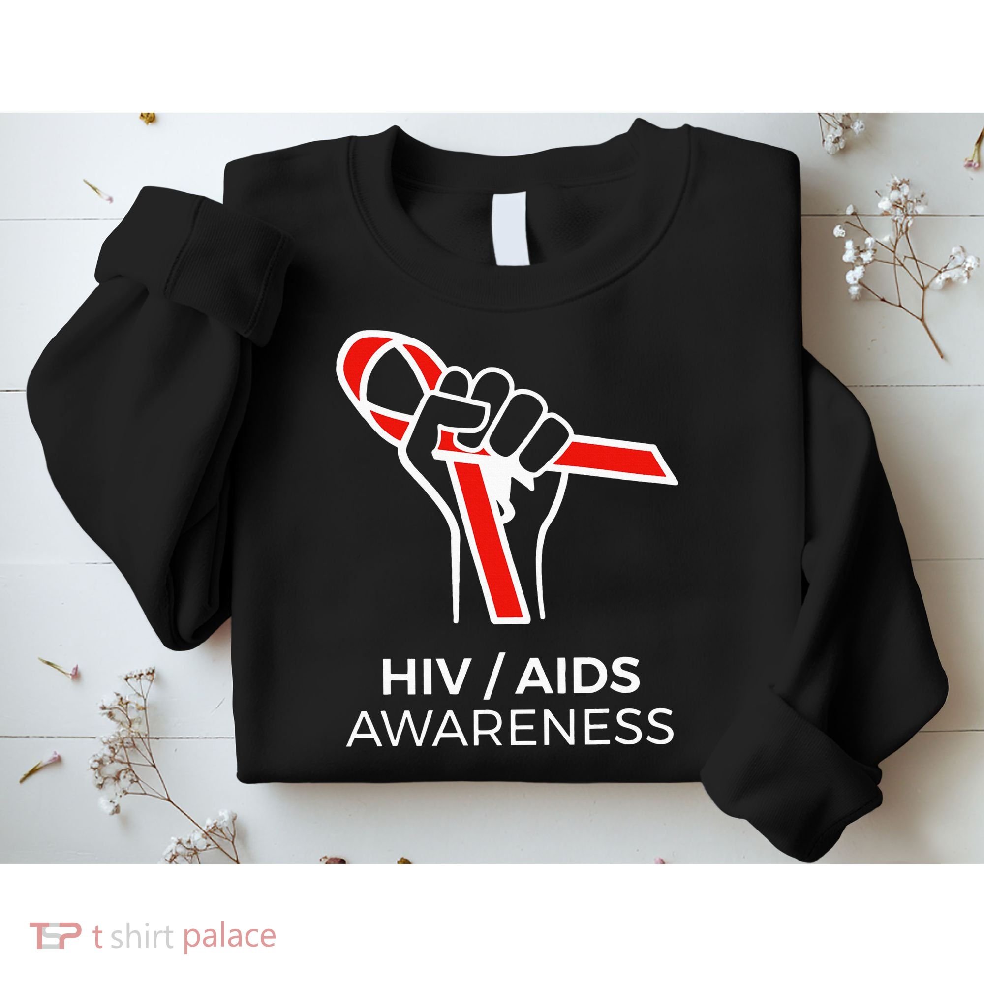 HIV Awareness Month Red Ribbon National AIDS Awareness Sweatshirt