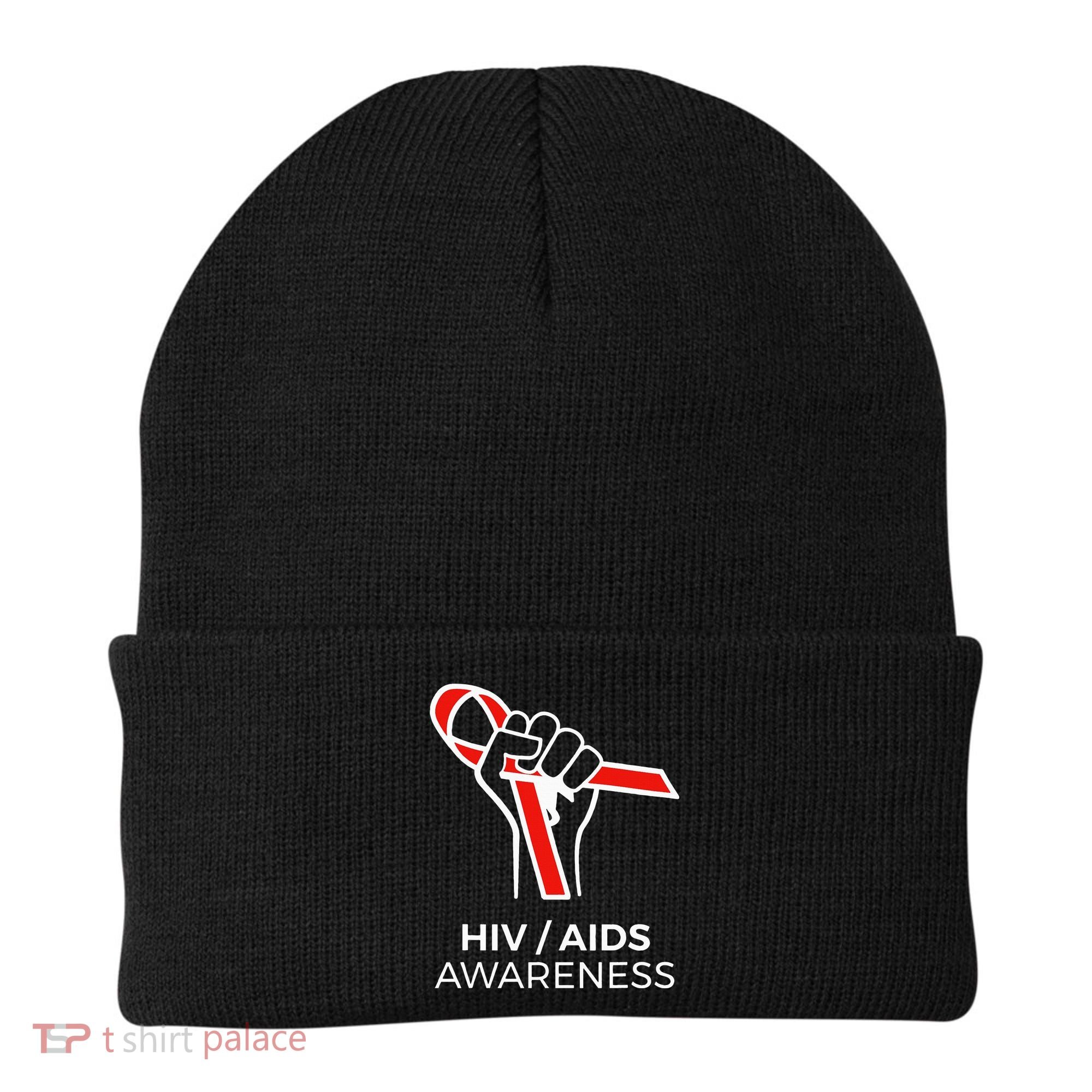 HIV Awareness Month Red Ribbon National AIDS Awareness Beanie