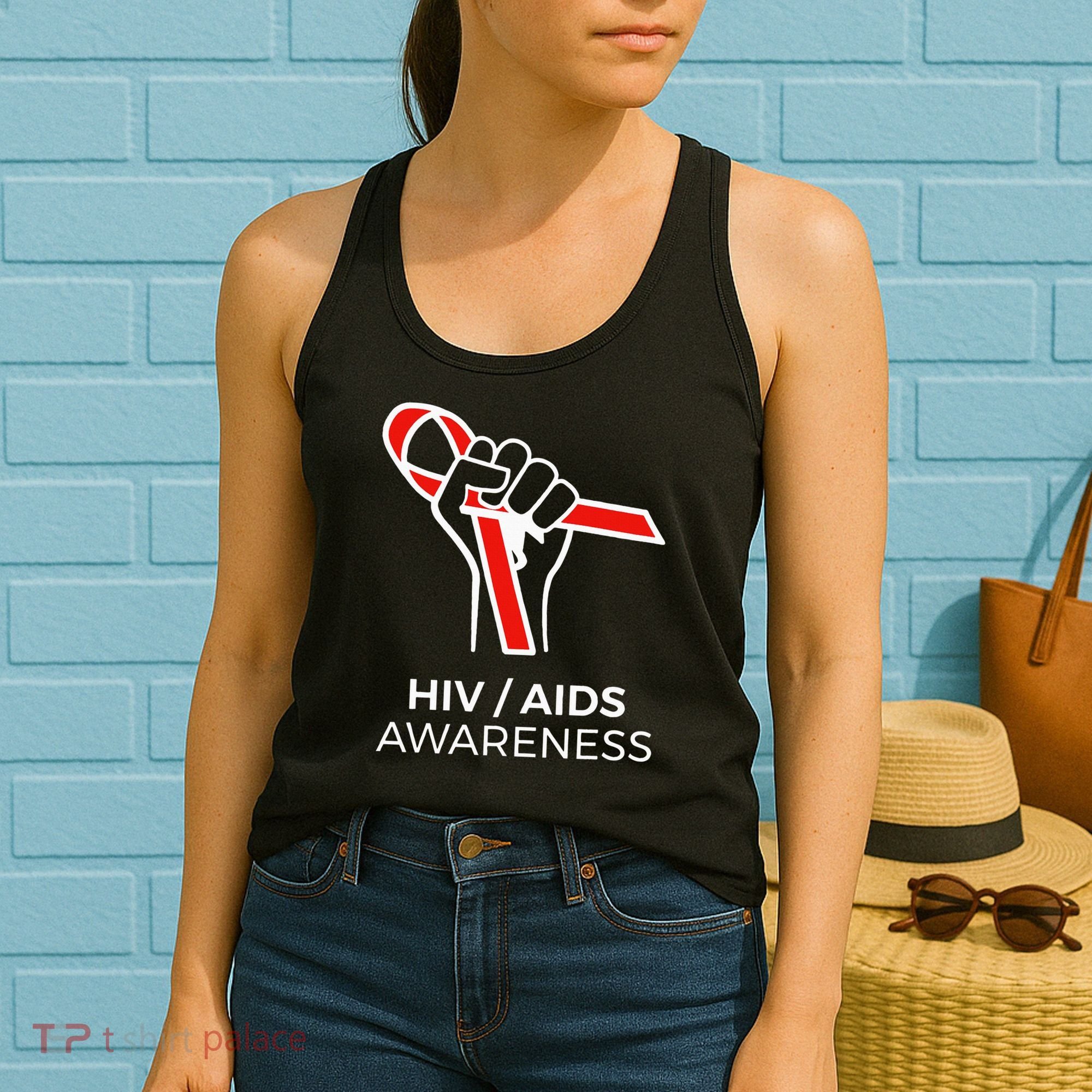 HIV Awareness Month Red Ribbon National AIDS Awareness Women's Tank Top