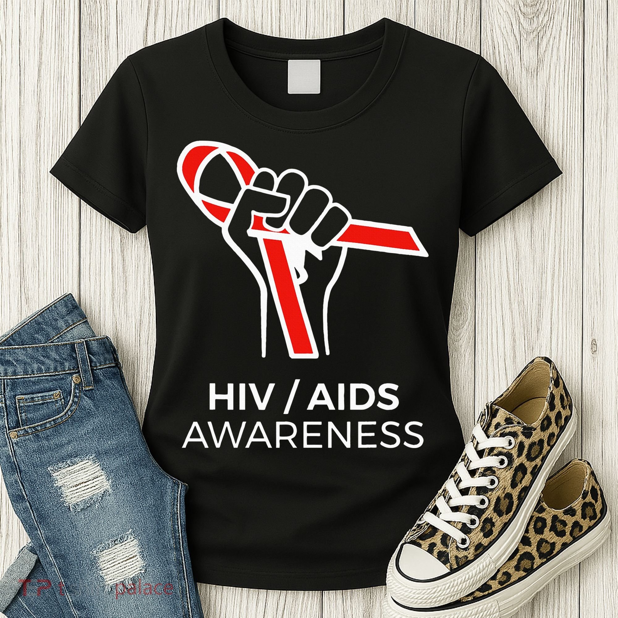 HIV Awareness Month Red Ribbon National AIDS Awareness Women's T-Shirt