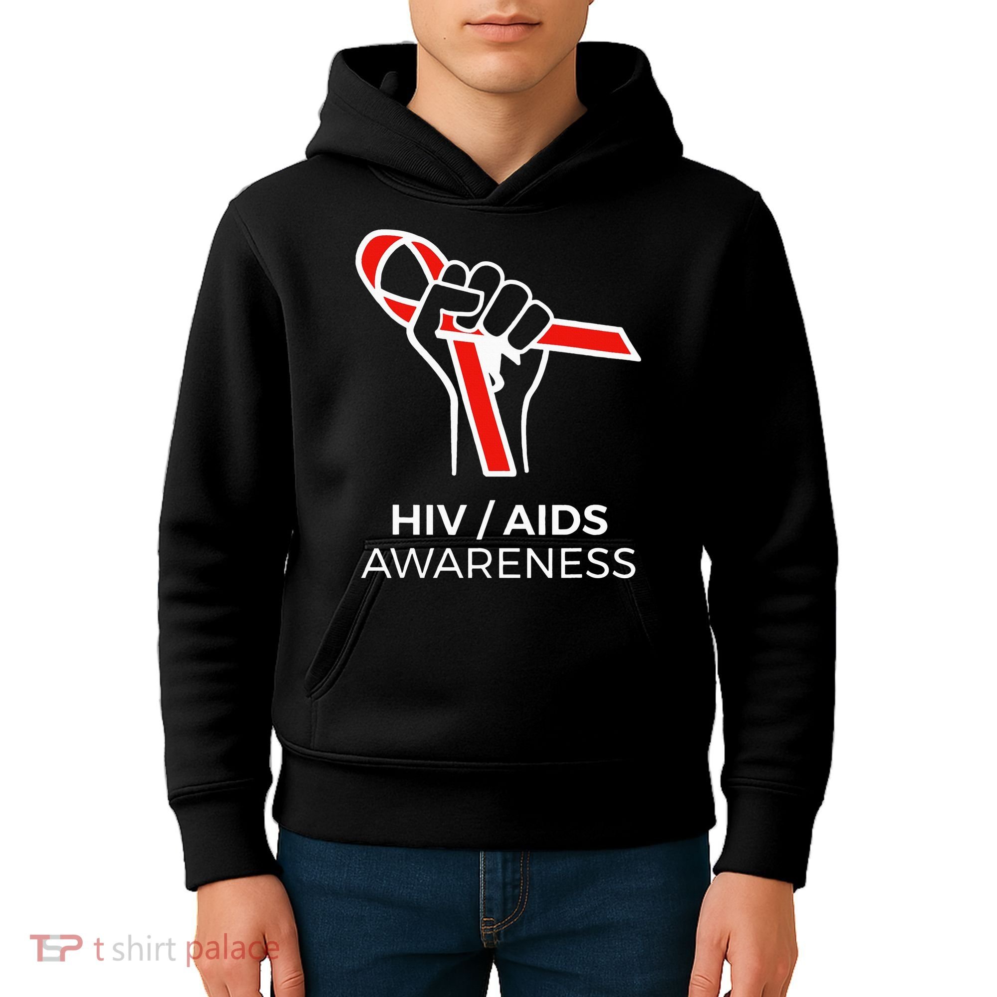 HIV Awareness Month Red Ribbon National AIDS Awareness Kids Hoodie