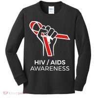 HIV Awareness Month Red Ribbon National AIDS Awareness Kids Long Sleeve Shirt thumb 0