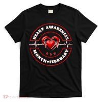 Heart Awareness Month February American Heart Health Emblem T-Shirt thumb 0