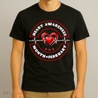 Heart Awareness Month February American Heart Health Emblem T-Shirt thumb 3