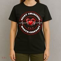 Heart Awareness Month February American Heart Health Emblem T-Shirt thumb 4