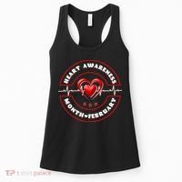 Heart Awareness Month February American Heart Health Emblem Women's Tank Top thumb 0