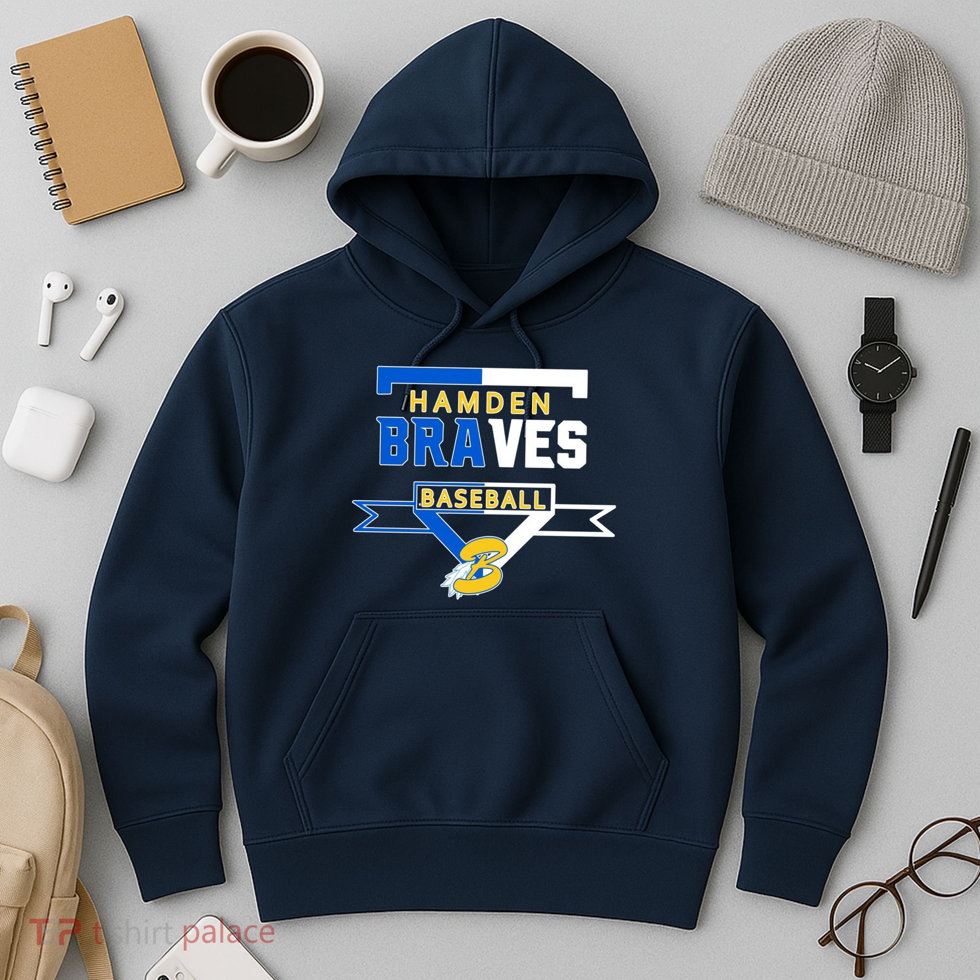 Hamden Braves Home Plate Baseball Fan Hoodie
