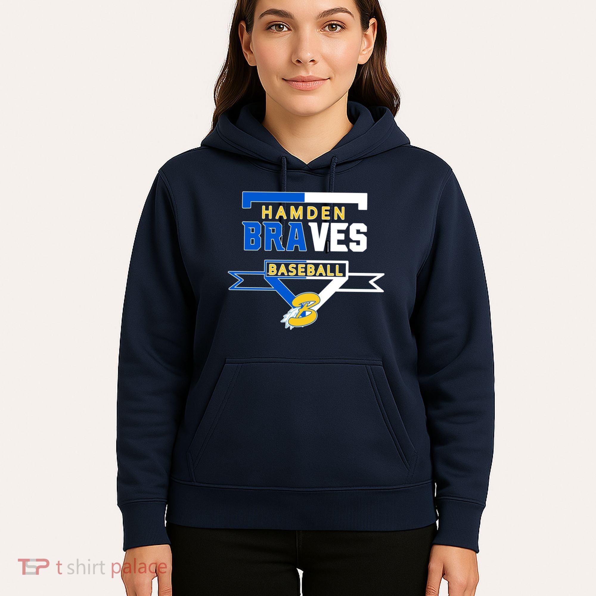 Hamden Braves Home Plate Baseball Fan Hoodie
