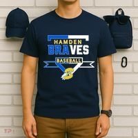 Hamden Braves Home Plate Baseball Fan T-Shirt thumb 6