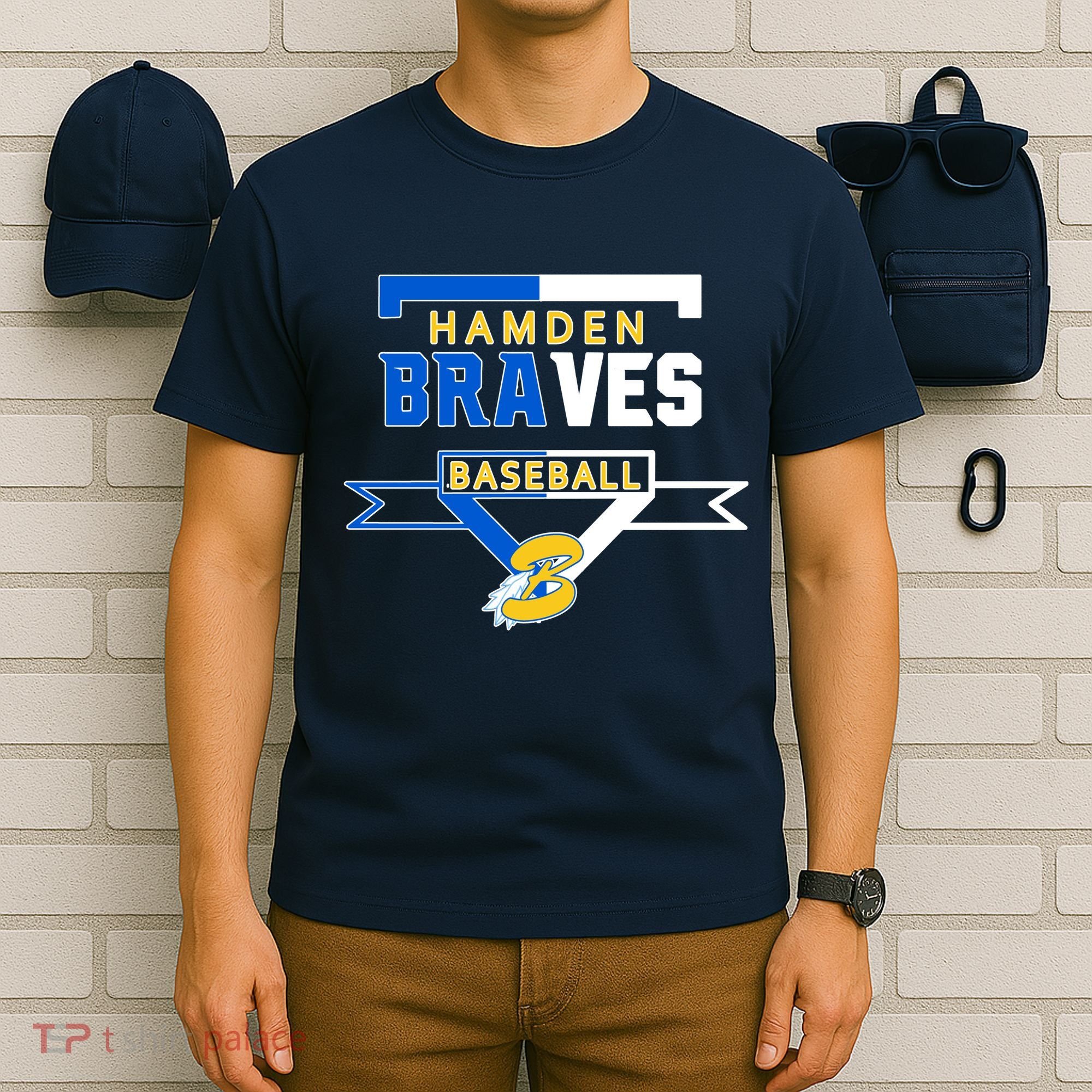 Hamden Braves Home Plate Baseball Fan T-Shirt