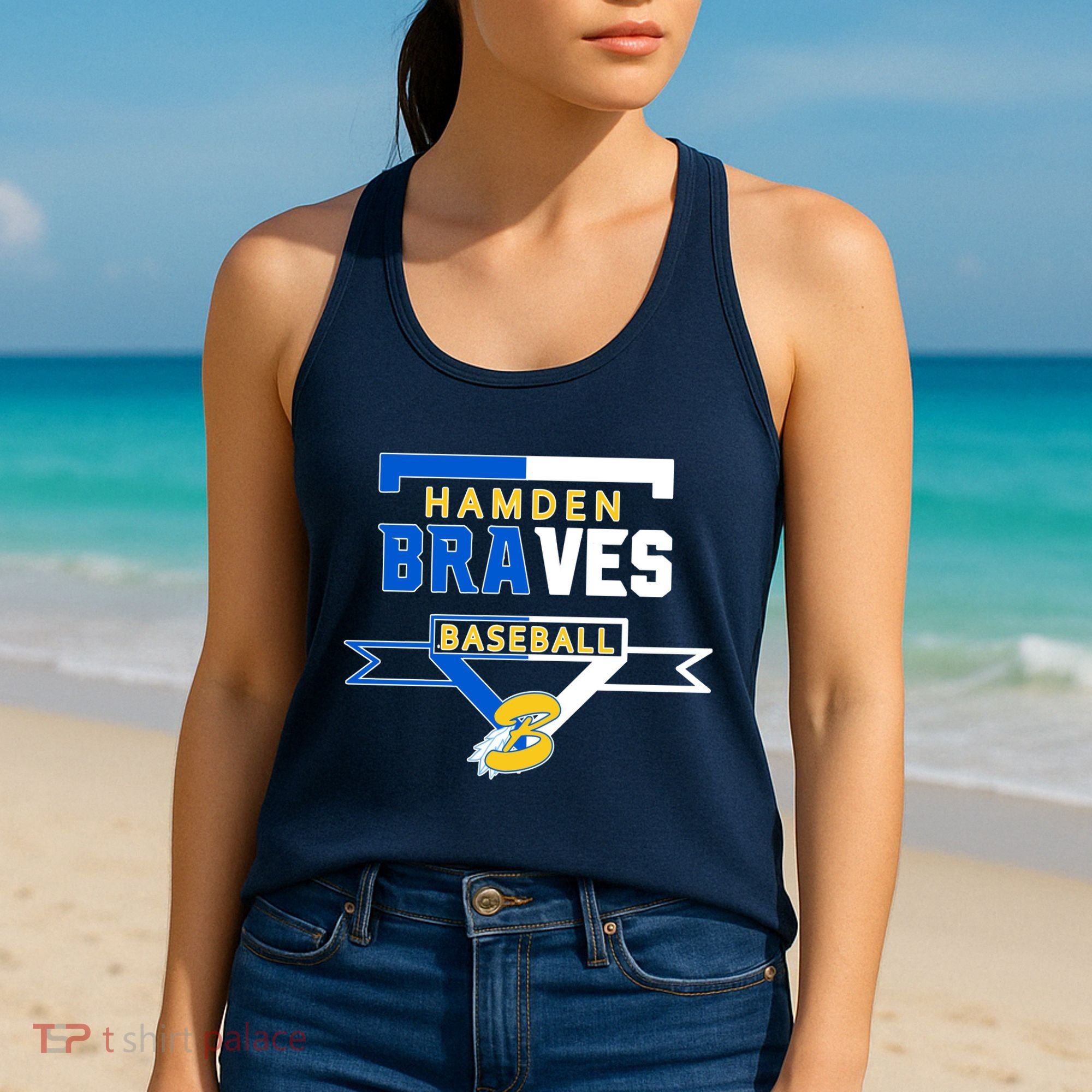 Hamden Braves Home Plate Baseball Fan Women's Tank Top