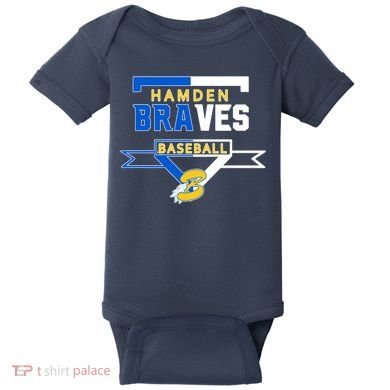 Hamden Braves Home Plate Baseball Fan Baby Bodysuit