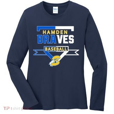 Hamden Braves Home Plate Baseball Fan Women's Long Sleeve Shirt