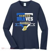 Hamden Braves Home Plate Baseball Fan Women's Long Sleeve Shirt thumb 0