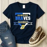 Hamden Braves Home Plate Baseball Fan Women's T-Shirt thumb 3