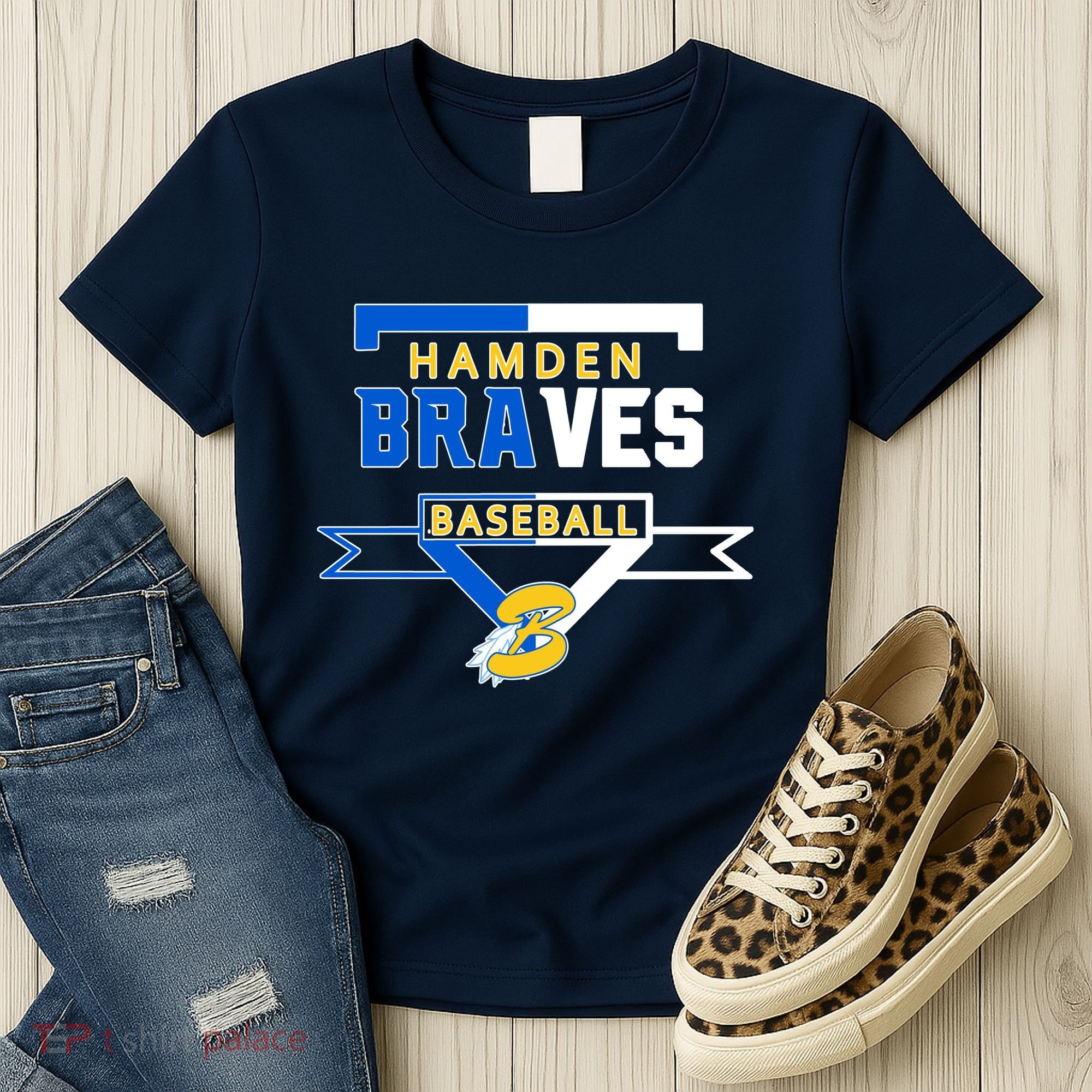 Hamden Braves Home Plate Baseball Fan Women's T-Shirt