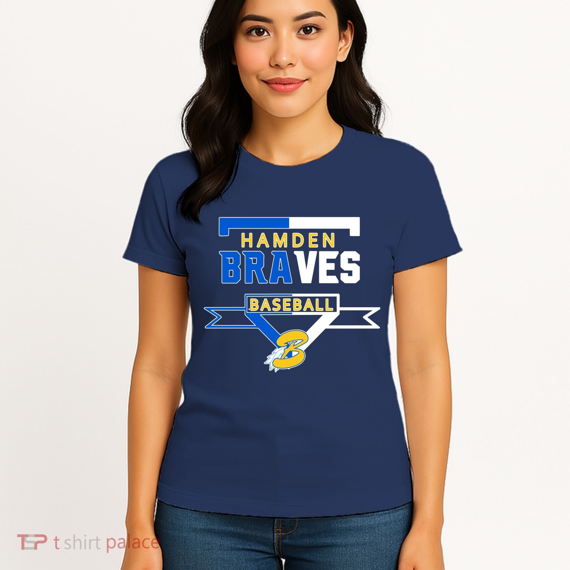 Hamden Braves Home Plate Baseball Fan Women's T-Shirt