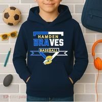 Hamden Braves Home Plate Baseball Fan Kids Hoodie thumb 2