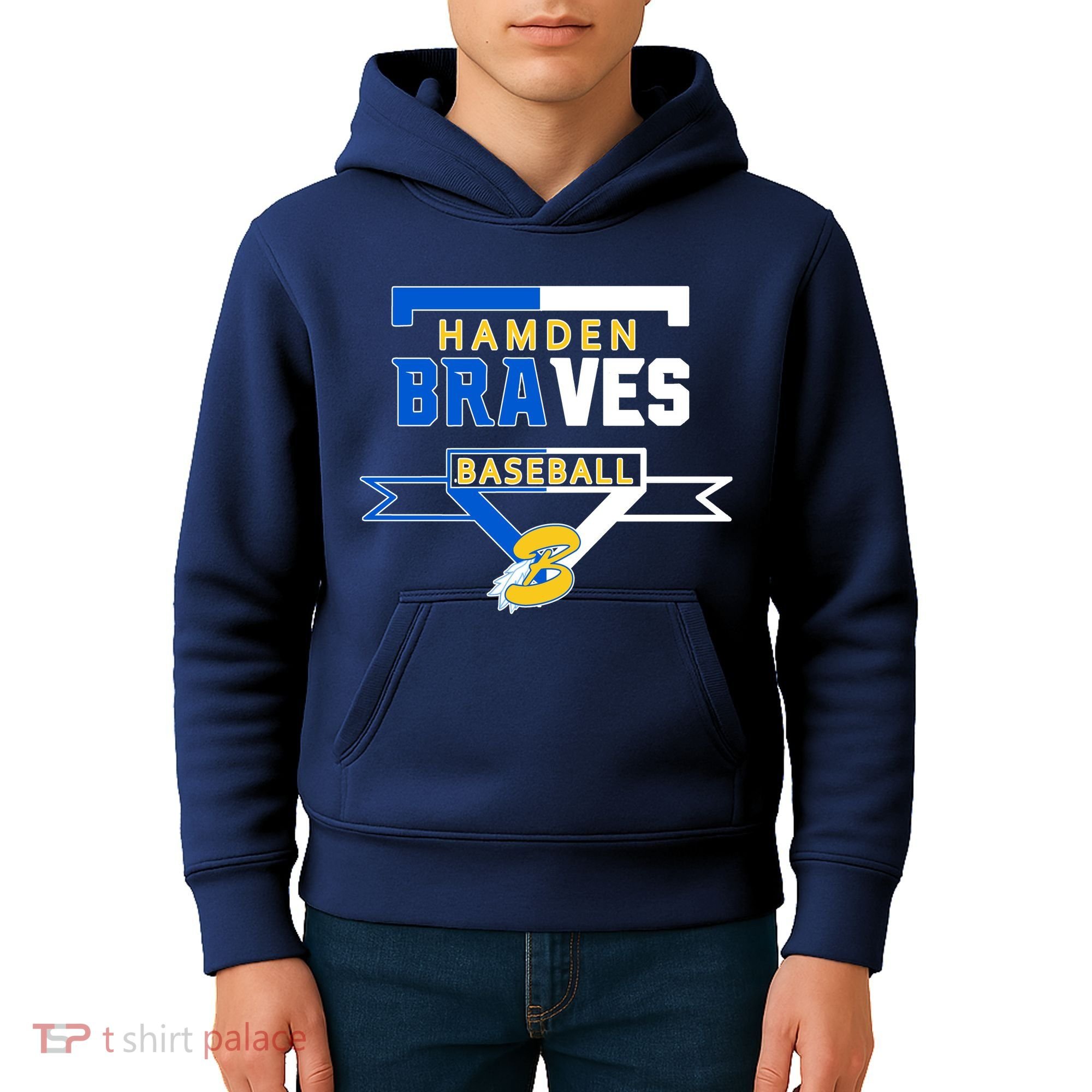 Hamden Braves Home Plate Baseball Fan Kids Hoodie