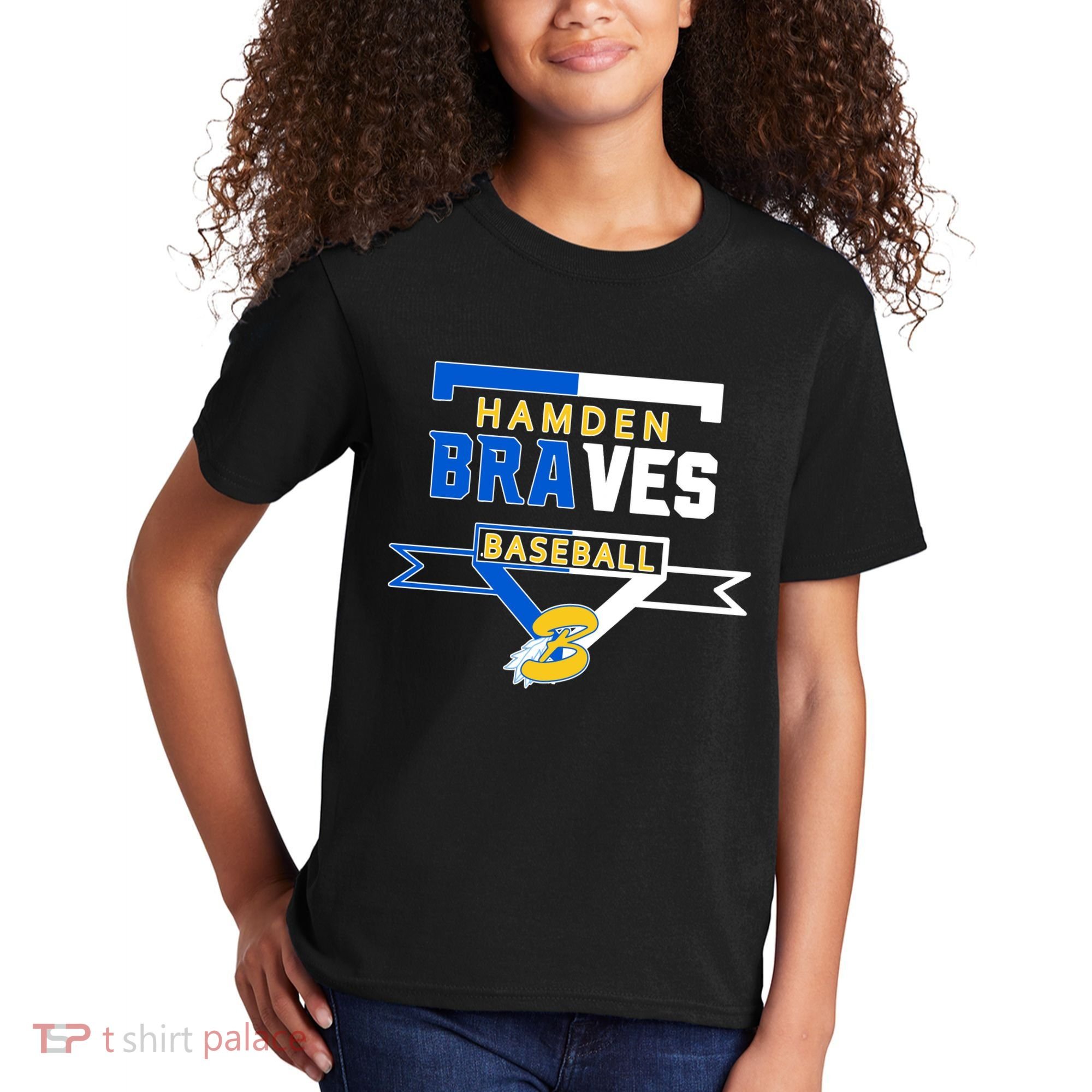 Hamden Braves Home Plate Baseball Fan Kids T-Shirt