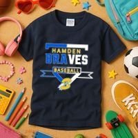 Hamden Braves Home Plate Baseball Fan Kids T-Shirt thumb 3