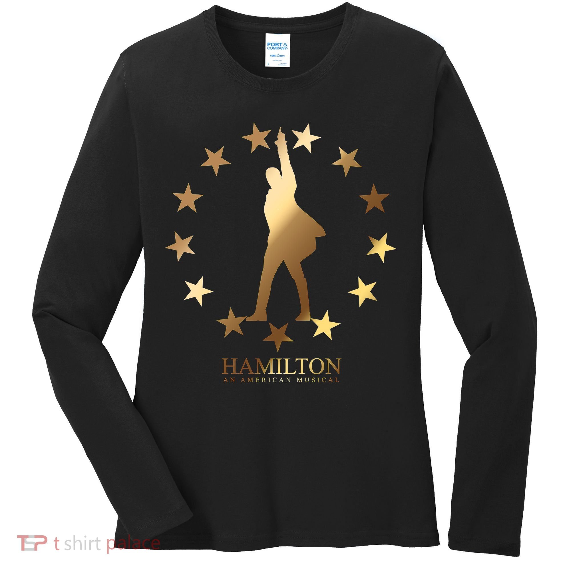 Hamilton An American Musical Golden Stars Women's Long Sleeve Shirt